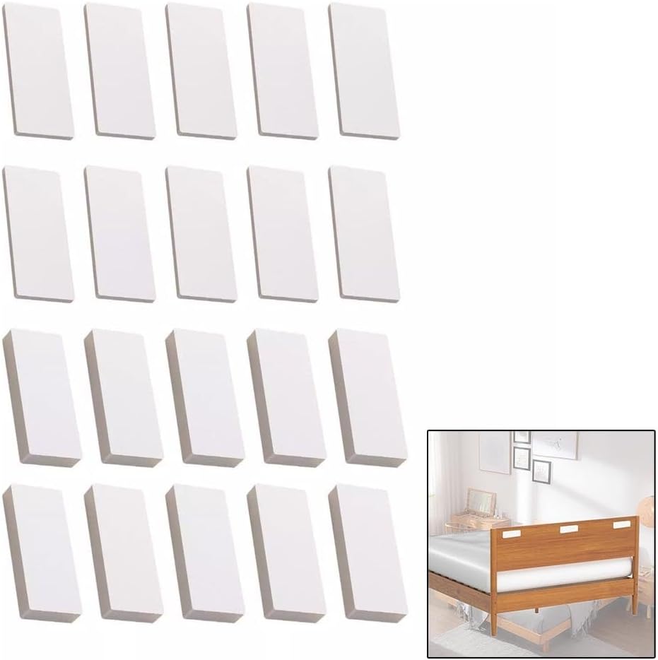 20-Pack EVA Foam Headboard Pads and Wall Protectors, Noise Reduction Stoppers for Bed Frames, Couches, and Furniture, Anti-Scratch Bumpers in 5mm and 15mm Thickness, White