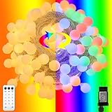 RaThun 116ft Color Changing String Lights, 200 LED Multicolor & Warm White Globe Lights with Remote, 11 Modes, IP44 Waterproof, Plug in Fairy Lights for Indoor Outdoor Christmas Party Garden Decor