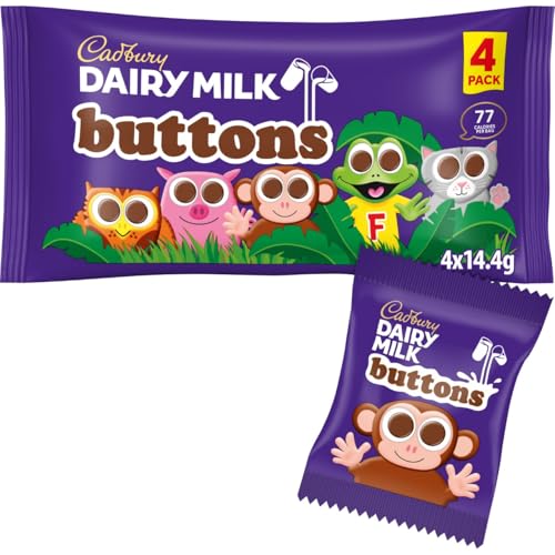 Cadbury Dairy Milk Chocolate Buttons Treatsize Bags 4 x 14.4 g (Pack of 1)