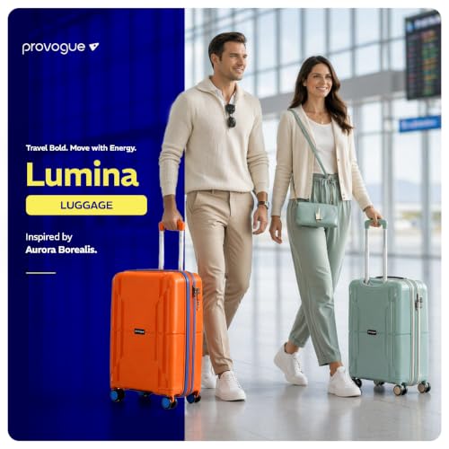 Image of Provogue Lumina Hard-Sided PP Trolley Bag Set of 2 | Expandable Space with 8 Wheels Trolley Bags for Travel | Lightweight with Combination Lock | 5 Year Warranty (Turquoise Blue)