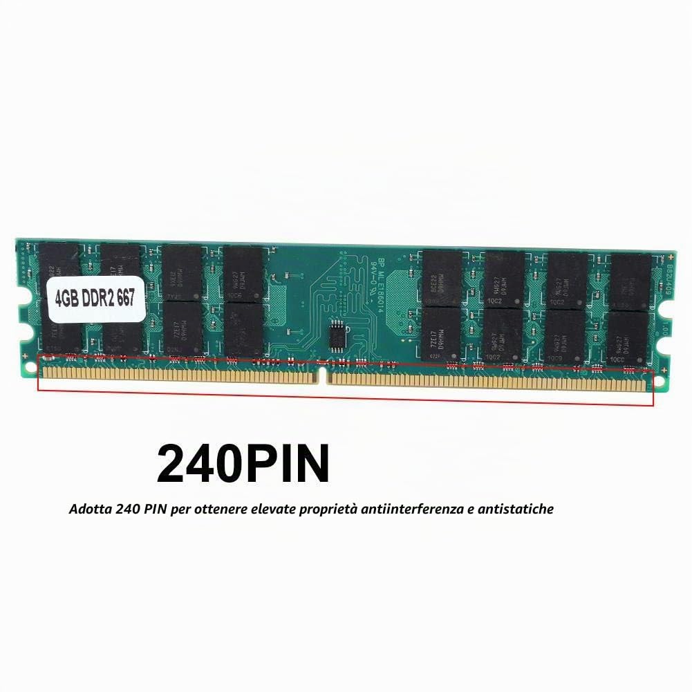 Yunir DDR2 4 GB di Memoria ad Alta capacità 240PIN PC2-5300 667 MHz Modulo di Memoria ad Alta frequenza per Computer Desktop