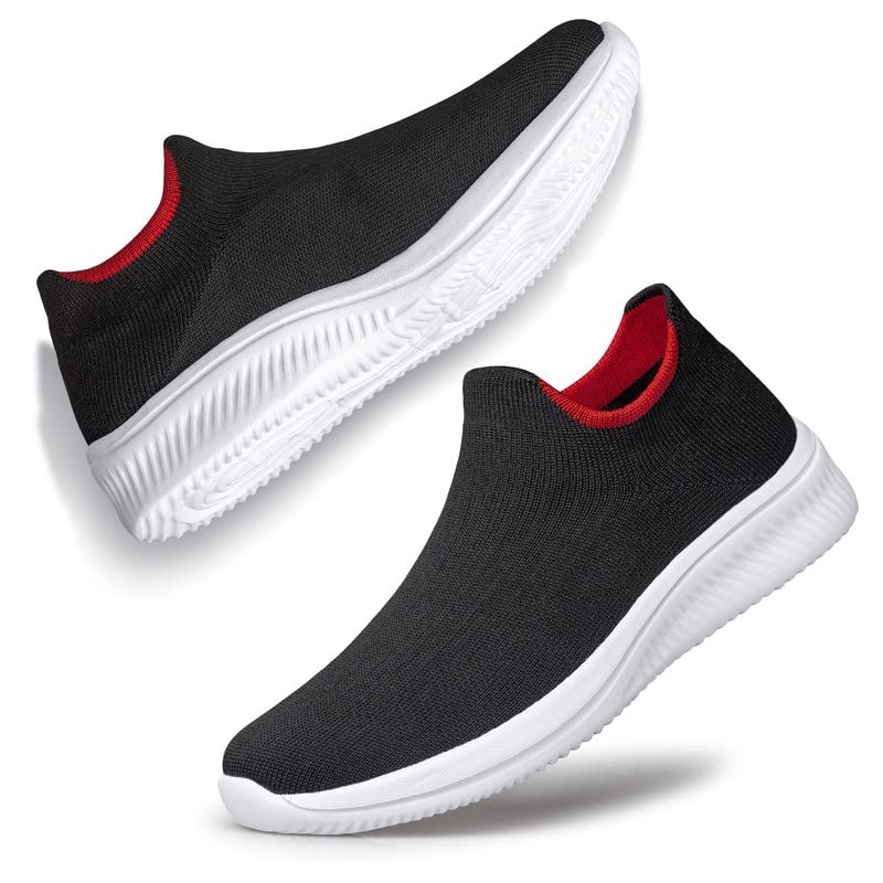 Image of Vidbiv Men Slip on Casual Trainers Walking Shoes - Breathable Slip-on Lightweight Comfortable Tennis Mesh Sneaker Black size8