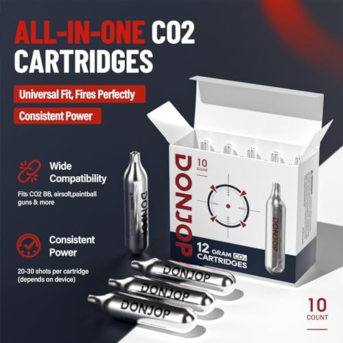DONJOP 10 Pack 12G C02 Cartridges Non-Threaded, C02 cartridges BB Gun, C02 BB Pistol, C02 Airsoft Pistol, and C02 Paintball Markers,Snug Fit & Solid Seal by DONJOP - Used condition - Image 2