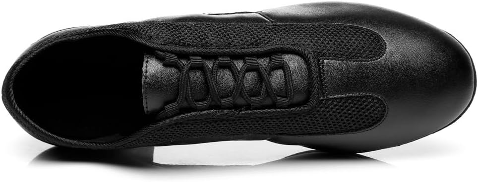 Women's Closed Toe Lace-up Breathable Mesh Leather Salsa Practice Chacah Ballroom Latin Modern Dance Shoes