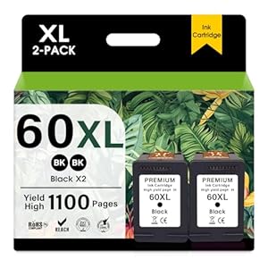 JANMORE 60XL – Cartuchos de tinta negros compatibles con HP 60 Ink hp60XL 60XL 60XL, paquete combinado compatible con impresora HP Ink 60 con impresora Deskjet F4440 Envy 100 110 120