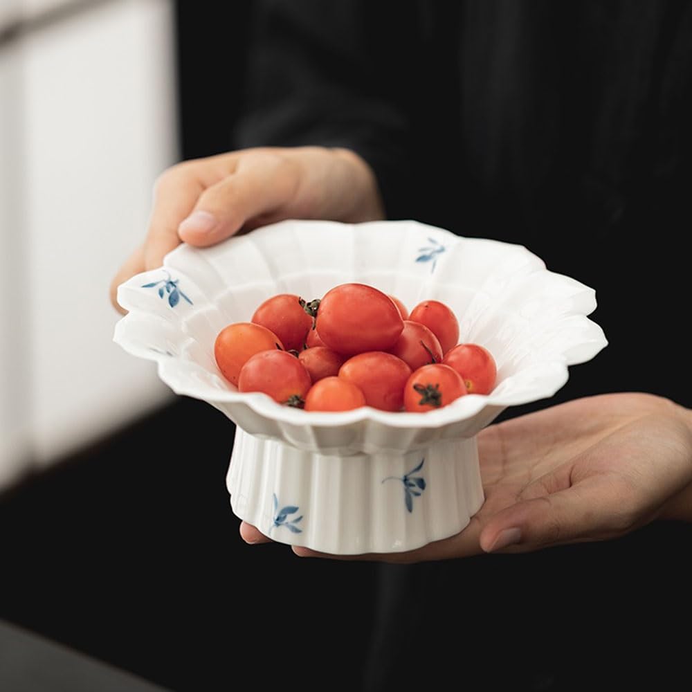 Talerz z owocami Ceramiczna miska na owoce z odpływem i wyjmowanym dnem, w kształcie lotosu, do serwowania przekąsek Miska z owocami