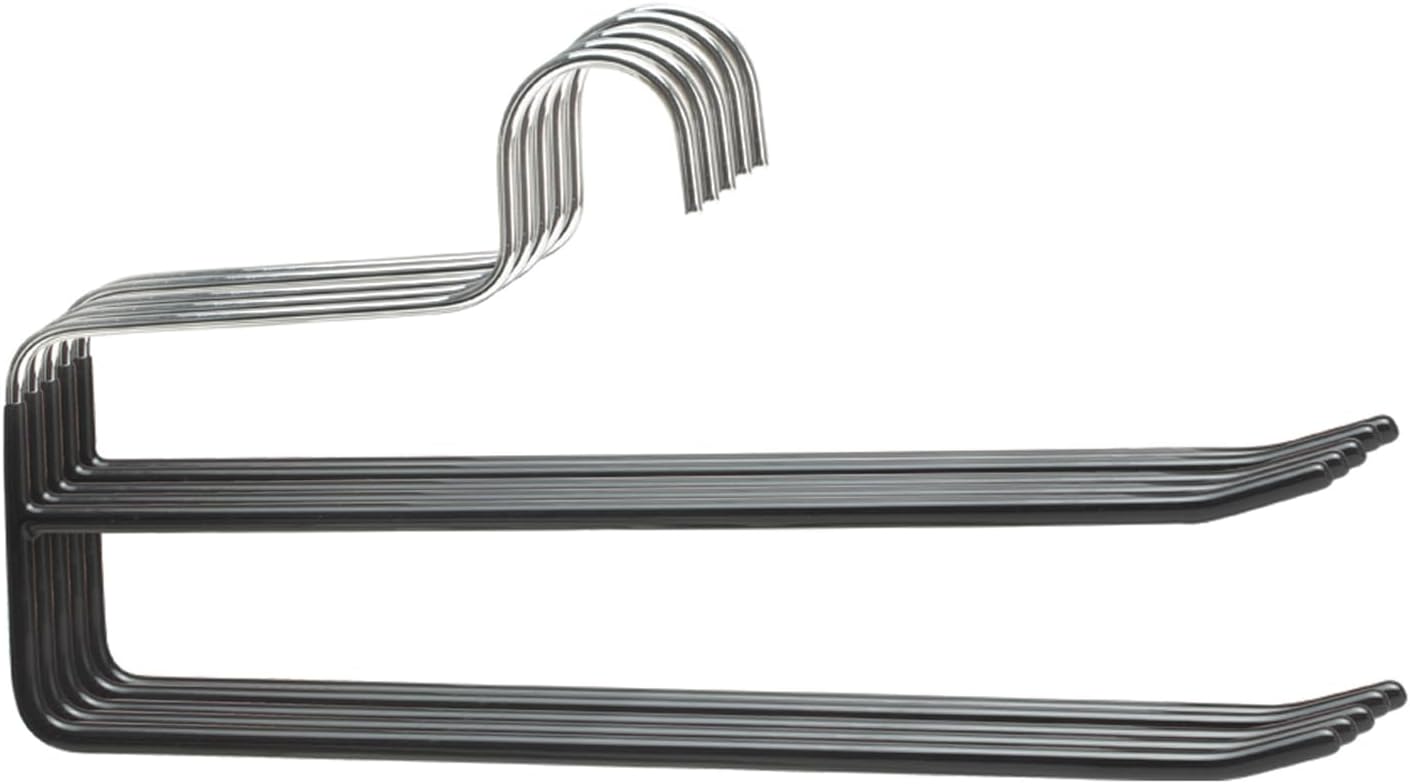 SHIMOYAMA Trouser Hangers 5 Pack Trouser and Hanger Organisers Double Rod Hanger with Open Ends for Jeans and Scarves Space Saving Hanger Black