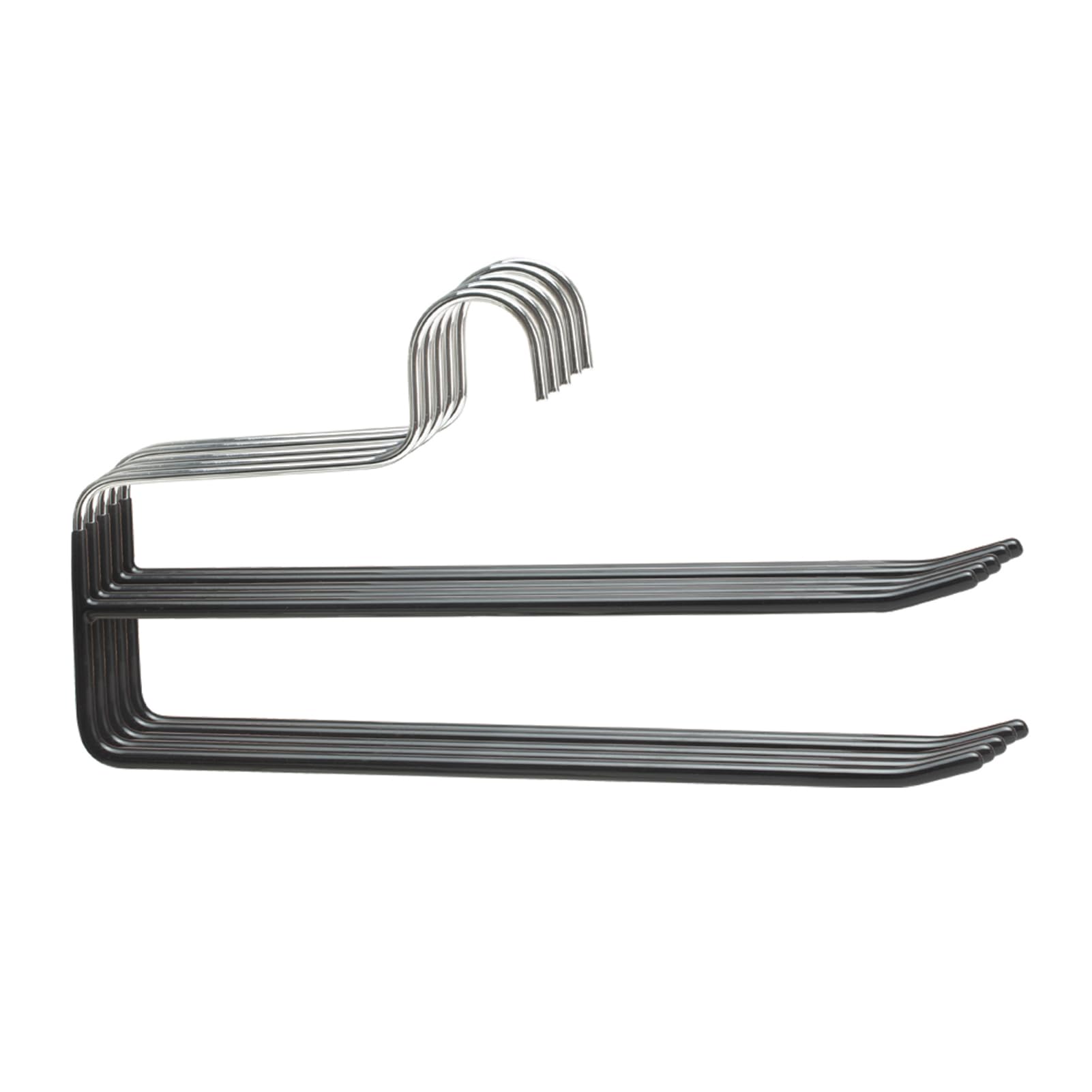 SHIMOYAMA Pants Hangers, 5 Pack, Metal Trouser Hangers Organisers, Open Ended Double Rods Hanger for Jeans Scarfs, Space-Saving Clothes Hanger (Black)