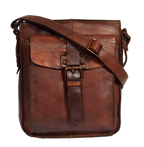 Sac à bandoulière Luke marron homme petit sac crossbody cuir véritable