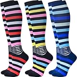 IRAMY Compression Socks Women Ankle Support Gradient Compression Wicking Moisture Knee High Socks 3 Packs