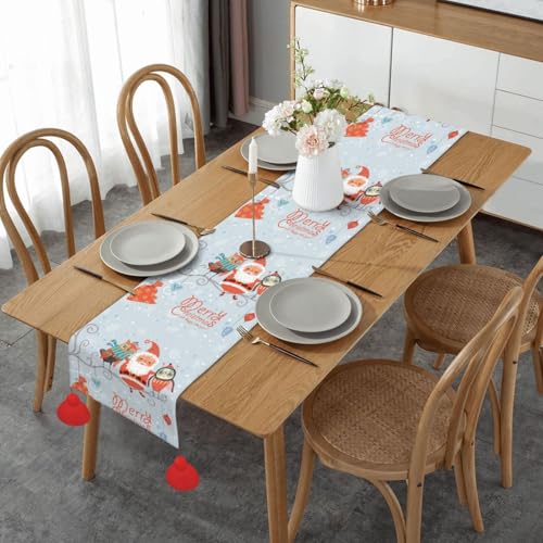 Chemin de table Père Noël et hiboux 35x152 cm antidérapant