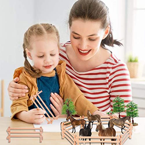BARVERE Pferdezaun Spielzeug, 40 Stücke Zäune Spielzeug Zubehör, Mini Holzzaun für Reiterhof und Bauernhof, Bauernhof… – Bild 5