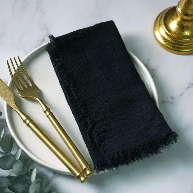 Serviette rustique ZAZUZU en gaze de coton bleu marine de qualité supérieure