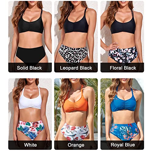 HUIOP Conjunto de biquíni feminino biquíni com estampa de leopardo de duas peças roupas de banho,2 p