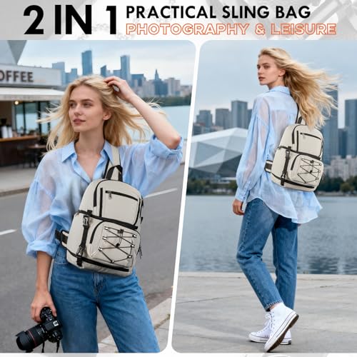 Bolso para Cámara DSLR y Mirrorless Beige miniatura 5