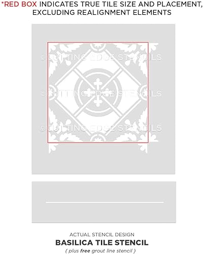 Miniatura 4 de Plantilla de azulejos basílica, plantillas de azulejos para pintar suelos de azulejos, plantillas de azulejos reutilizables para pisos de linóleo y