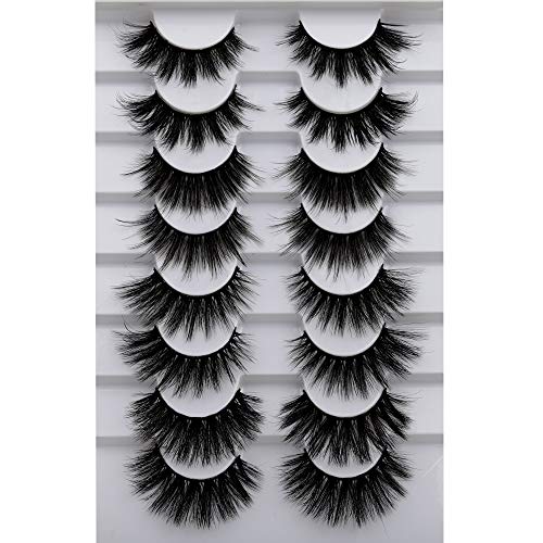 JIMIRE False Eyelashes Fluffy Wispy Faux Mink Lashes 4 Styles Mixed Luxury Soft Natural Lashes Pack 8 Pairs