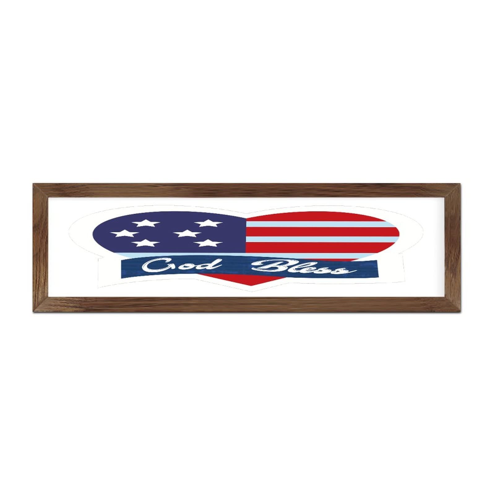 Plaque murale en bois chic 4 juillet God Bless pour décoration maison