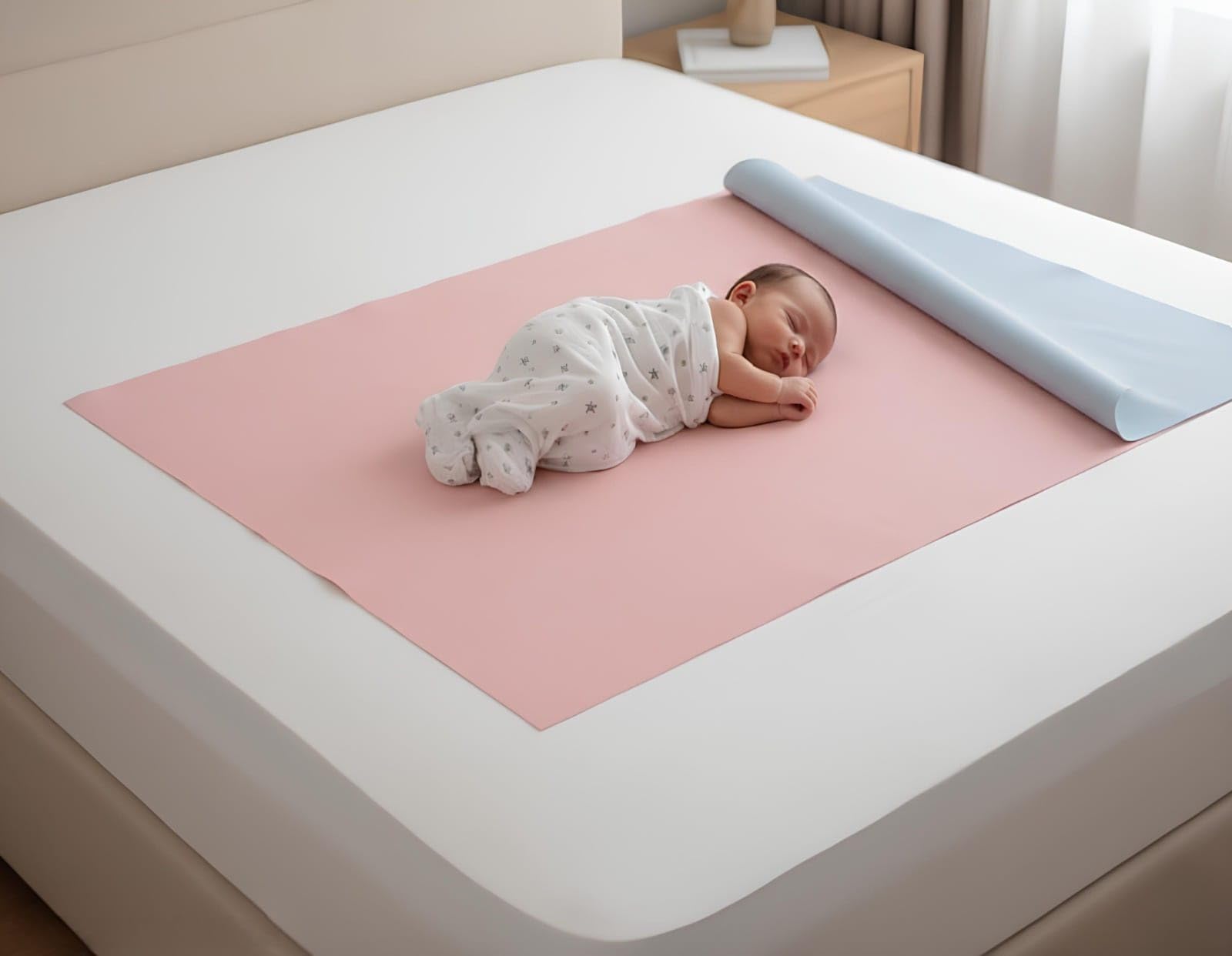 Dr. BOHRRAS Baby Super Soft Solid Rubber Sheet Double Colour Blue Pink Sterilizable Non Allergic (90X200 Cm (2Mtr)), Full