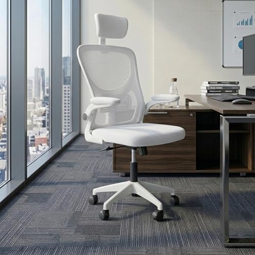 Image of Casa Copenhagen White White | High Back Imported Mesh Fabric Boss Office Chair | Y Design Ergonomic Back Support | 2D Aero Design Adjustable Armrests | Synchro Tilt Lock Mechanism Support