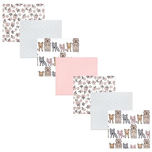 Image of Hudson Baby Unisex Baby Cotton Poly Flannel Receiving Blankets Bundle, Wild Forest Pink, One Size