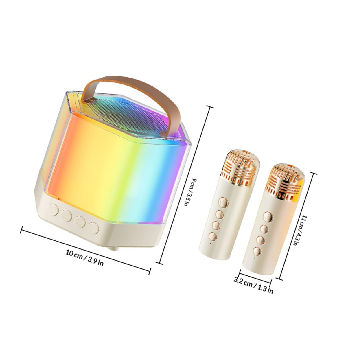 Mini Máquina de Karaoke Portátil Q7 Abs Beige 1200mah | Conjunto de Micrófono y Altavoz, Instant Karaoke sin Configuración Compleja, para Reuniones Familiares y Eventos