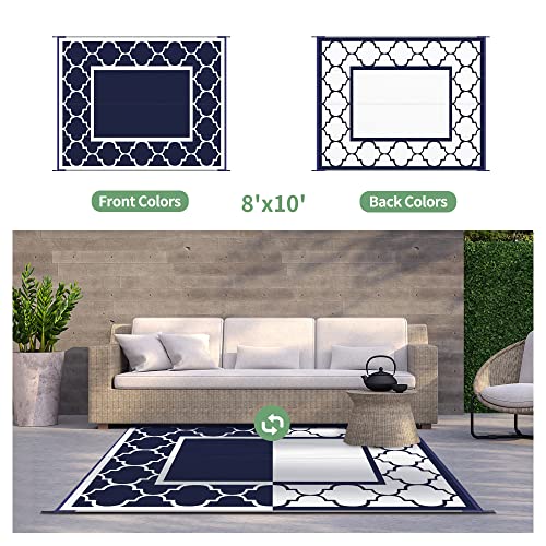 image for GENIMO Outdoor Rug 8' x 10' Patio Waterproof, Foldable Reversible Plas