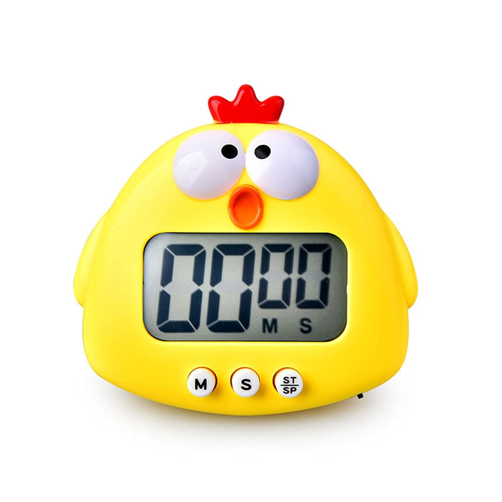 Kitchen Timer, ELECDON Cartoon Cute Chick Electronic Timer, Digital Cooking Time, Baking Cooking Alarm Clock, LCD Large-Screen Visual Clock, Countdown Reminder Tool, Office Home Modernization, Yellow