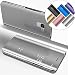 Produktbild COTDINFOR Samsung Galaxy A3 2017 Hülle Ledertasche Handyhülle Cool Männer Mädchen Slim Clear Crystal Spiegel Flip Ständer Etui Hüllen Schutzhüllen für Samsung Galaxy A3 2017 Mirror PU Silver MX.