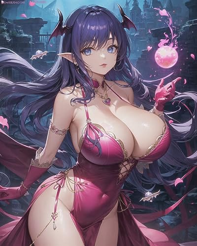 AIイラスト 青髪や紫髪やピンク髪の巨乳サキュバス 187名 (手の描写は微妙)