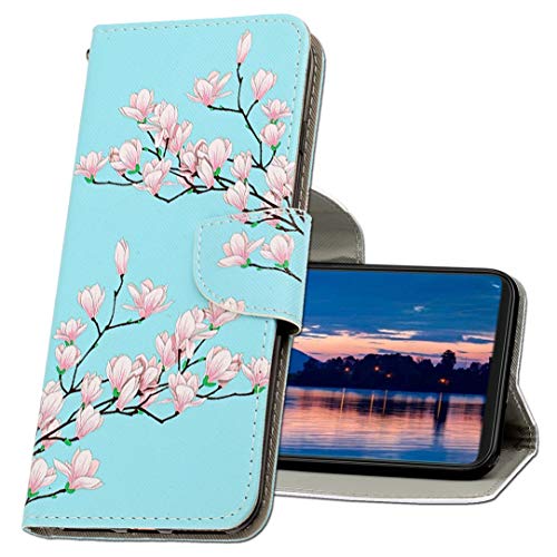 MRSTER Coque pour Oppo A5 2020, Coque en Cuir Oppo A9 2020, Étui Téléphone Oppo A5 2020, Motif Coloré Imprimé Housse pour Oppo A5 2020 / Oppo A9 2020. XC1 Magnolia