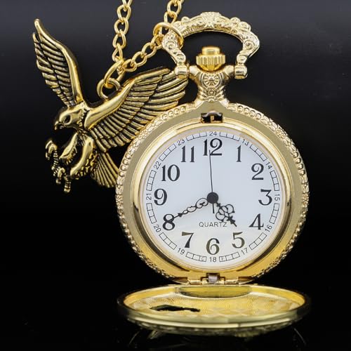 Image of Tiong Pocket Watch Pattern Vintage Quartz Pocket Watches with Chain Christmas Graduation Birthday Gifts Fathers Day