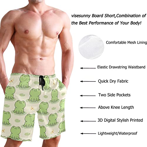 visesunny Cute Frog Animal Print Summer Men's Swim Trunks Quick Dry Bathing Suits Beach Holiday Party Swim Shorts4