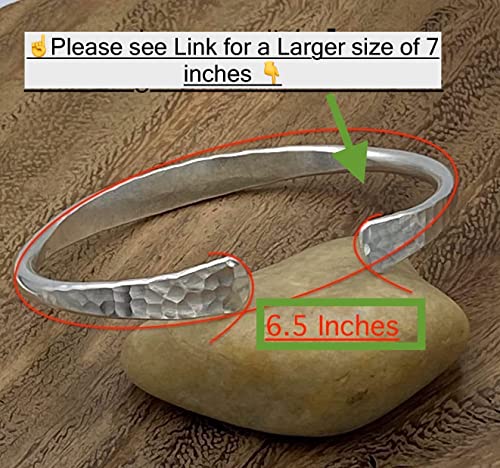 Hammered Sterling Silver Handmade Cuff Bracelet, Minimalist Simple Shiny Silver 1/4 inch Wide, 6 1/2 long, Thick and Solid, Gift for Her2
