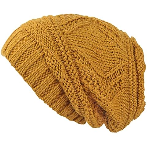 Lilax Knit Slouchy Oversized Soft Warm Winter Beanie Hat Mustard Cover