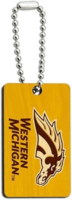 Western Michigan University Logo Wood Wooden Rectangle Keychain Key Ring