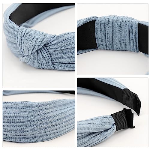 Image of DRESHOW 8 Pack Knotted Headbands for Women Wide Turban Headband Yoga Exercise Ribbing Hair Hoop Hair Bands Accessories