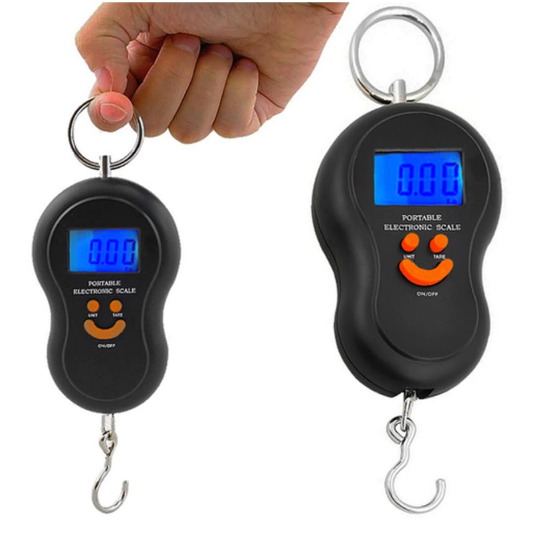 PARENCE.- Balance de Pêche Électronique Portable 40 kg – Crochet Digital avec Écran LCD Rétroéclairé | Précision 10g | TARE & HOLD | Crochet de Pesée Compact pour Pêcheurs)