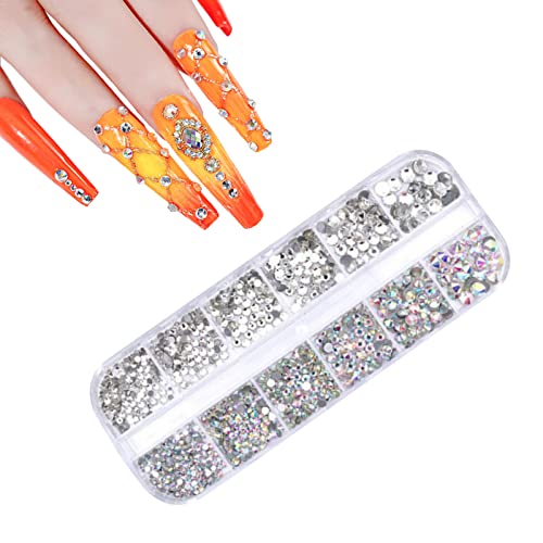 Strass Ongle Nail Art, Strass art d'ongle Cristaux Nail Coloré 3D Strass à Ongles Art Décorations pour la Décoration Des Ongles Avec Boîte de Rangement Cover