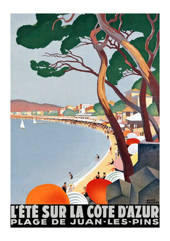 Affiche de voyage Côte d'Azur haut de gamme avec cadre élégant