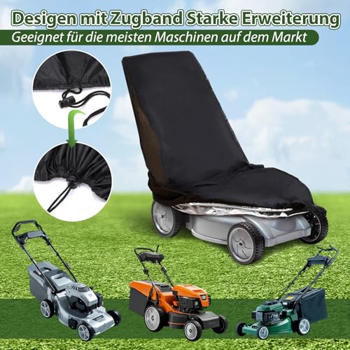 GWHOLE Rasenmäher Abdeckung Rasenmäher Schutzhülle Wasserdicht Universal Rasentraktor Abdeckhaube 210D Oxford Schwarz, 193 x 112 x 63 cm