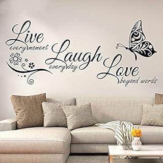 Live Laugh Love Wall Decal Stickers Art, Vinyl Live Every Moment Laugh Every Day Love Beyond Words Wall Decor Motivational Quotes for Bedroom, Removable Wall Sign Mural DIY Home Decorations(140x70cm)