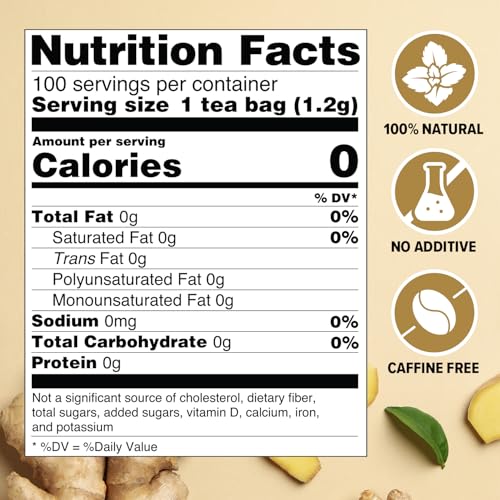 Image of VAHDAM, Ginger Tea (100 Tea Bags)| Caffeine Free, Non-GMO, Indian Origin, Eco-Friendly Individually Wrapped Tea Bags