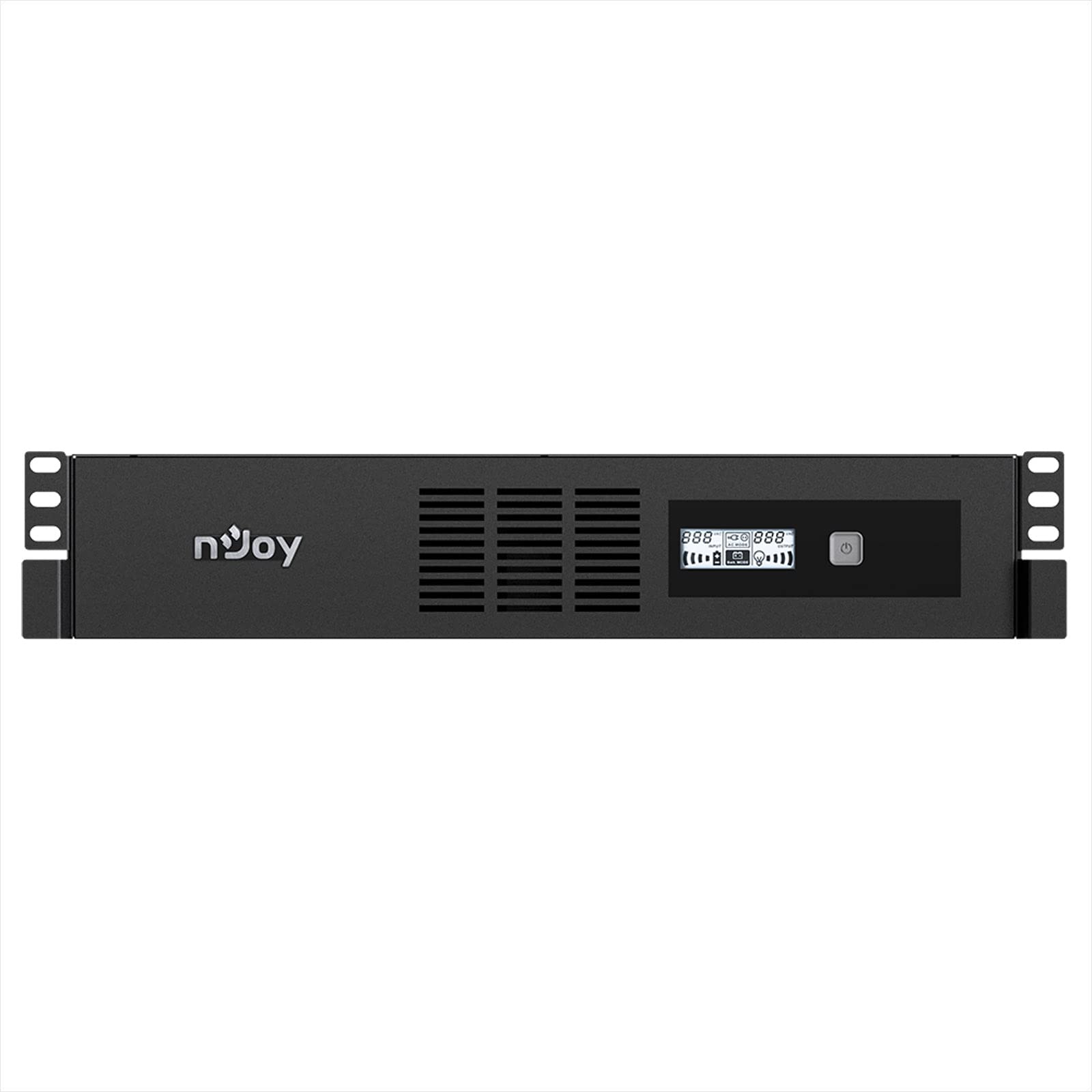 NJOY Code 2000 Gruppo di Continuità 2000VA 1200 Watt, Line Interactive, Onda Sinusoidale Simulata, UPS Rack 2U, 8 Uscite IEC C13, AVR, USB, Software per Gestione UPS, 2 Batterie, Garanzia 3 Anni