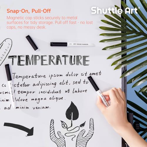 Image of Shuttle Art Dry Erase Markers, 25 Pack Black Magnetic Whiteboard Markers with Erase, Fine Point Dry Erase Markers Perfect for Writing on Dry-Erase Whiteboards Mirrors Glasses for School Office Home