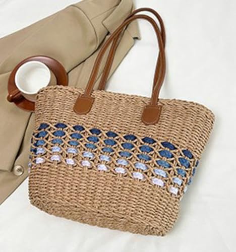 Bolso de playa de paja para mujer gran capacidad miniatura 3