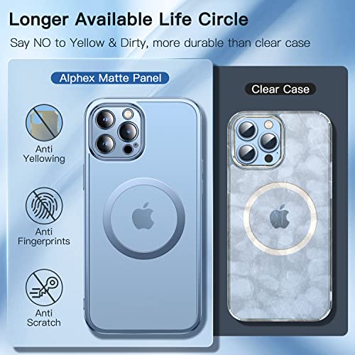Alphex Magnetic Beyond Clear For Iphone 13 Pro Case [Look As Bare Iphone][Anti-Yellow][Compatible With Magsafe] 10Ft Military Grade Shockproof Matte Slim Phone Cover Women Men 6.1 Inch, Sierra Blue #TOP4