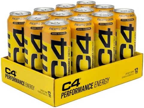 C4 Performance Energy Drinks Pineapple Head 500ml (12 pack) | Sugar Free Energy Drink with 160mg Caffeine, 250mg Betaine, 1050mg Taurine | Low Calorie Fizzy Drinks for On the Go Energy and Focus