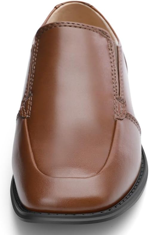 HOMEHOT Boys Dress Shoes Slip On – Kids Faux Leather School Uniform Shoes, Easy On Off Formal Loafers for Wedding & School
