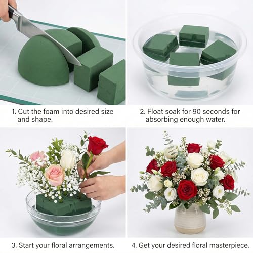 Image of Goaste 6 Pack Half Ball Floral Foam, 5.5 x 3 Inch Green Dry Florist Foam, Half Round Flower Foam Blocks for Fresh & Artificial Flowers, Hemispherical Plant Foam for Wedding Garden, DIY Craft, Aisle